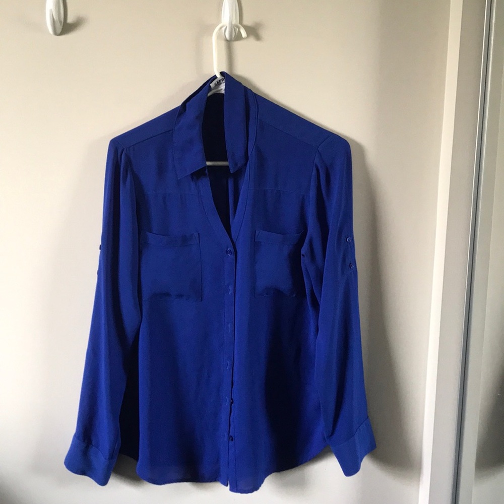 blue professional work blouse